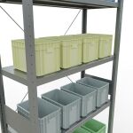 Grundregal, Fachbodenregal Stecksystem MULTIplus330, 3000 x 1000 x 400 mm (HxBxT), 7 Fachböden, Kreuzstrebe, verzinkt