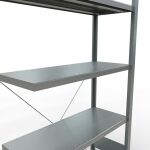 Anbauregal, Fachbodenregal Stecksystem MULTIplus330, 2000 x 1000 x 400 mm (HxBxT), 5 Fachböden, Kreuzstrebe, verzinkt