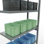 Anbauregal, Fachbodenregal Stecksystem MULTIplus330, 2500 x 1000 x 400 mm (HxBxT), 6 Fachböden, Kreuzstrebe, verzinkt