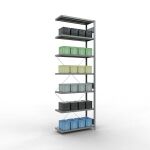 Anbauregal, Fachbodenregal Stecksystem MULTIplus330, 3000 x 1000 x 400 mm (HxBxT), 7 Fachböden, Kreuzstrebe, verzinkt
