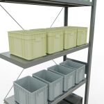 Anbauregal, Fachbodenregal Stecksystem MULTIplus330, 3000 x 1000 x 400 mm (HxBxT), 7 Fachböden, Kreuzstrebe, verzinkt