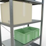 Grundregal, Fachbodenregal Stecksystem MULTIplus330, 2000 x 1000 x 500 mm (HxBxT), 5 Fachböden, Kreuzstrebe, verzinkt