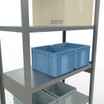 Grundregal, Fachbodenregal Stecksystem MULTIplus330, 2500 x 1000 x 500 mm (HxBxT), 6 Fachböden, Kreuzstrebe, verzinkt