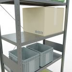 Grundregal, Fachbodenregal Stecksystem MULTIplus330, 3000 x 1000 x 500 mm (HxBxT), 7 Fachböden, Kreuzstrebe, verzinkt