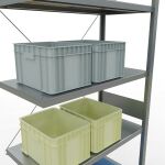 Anbauregal, Fachbodenregal Stecksystem MULTIplus330, 3000 x 1000 x 500 mm (HxBxT), 7 Fachböden, Kreuzstrebe, verzinkt