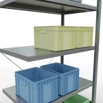 Anbauregal, Fachbodenregal Stecksystem MULTIplus330, 2000 x 1000 x 600 mm (HxBxT), 5 Fachböden, Kreuzstrebe, verzinkt