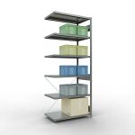 Anbauregal, Fachbodenregal Stecksystem MULTIplus330, 2500 x 1000 x 600 mm (HxBxT), 6 Fachböden, Kreuzstrebe, verzinkt