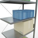 Anbauregal, Fachbodenregal Stecksystem MULTIplus330, 3000 x 1000 x 600 mm (HxBxT), 7 Fachböden, Kreuzstrebe, verzinkt