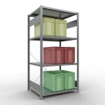 Grundregal, Fachbodenregal Stecksystem MULTIplus330, 2000 x 1000 x 800 mm (HxBxT), 5 Fachböden, Kreuzstrebe, verzinkt