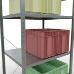 Grundregal, Fachbodenregal Stecksystem MULTIplus330, 2000 x 1000 x 800 mm (HxBxT), 5 Fachböden, Kreuzstrebe, verzinkt