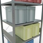 Grundregal, Fachbodenregal Stecksystem MULTIplus330, 3000 x 1000 x 800 mm (HxBxT), 7 Fachböden, Kreuzstrebe, verzinkt