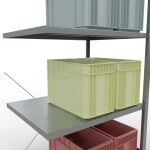 Anbauregal, Fachbodenregal Stecksystem MULTIplus330, 2000 x 1000 x 800 mm (HxBxT), 5 Fachböden, Kreuzstrebe, verzinkt