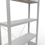 Grundregal, Fachbodenregal Stecksystem MULTIplus330, 2000 x 1000 x 300 mm (HxBxT), 5 Fachböden, Kreuzstrebe, RAL 7035 lichtgrau