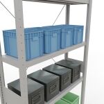 Grundregal, Fachbodenregal Stecksystem MULTIplus330, 3000 x 1000 x 300 mm (HxBxT), 7 Fachböden, Kreuzstrebe, RAL 7035 lichtgrau