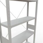 Grundregal, Fachbodenregal Stecksystem MULTIplus330, 3000 x 1000 x 300 mm (HxBxT), 7 Fachböden, Kreuzstrebe, RAL 7035 lichtgrau