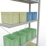 Anbauregal, Fachbodenregal Stecksystem MULTIplus330, 2000 x 1000 x 300 mm (HxBxT), 5 Fachböden, Kreuzstrebe, RAL 7035 lichtgrau