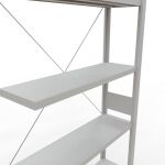 Anbauregal, Fachbodenregal Stecksystem MULTIplus330, 3000 x 1000 x 300 mm (HxBxT), 7 Fachböden, Kreuzstrebe, RAL 7035 lichtgrau