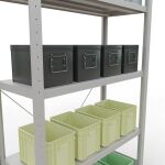 Grundregal, Fachbodenregal Stecksystem MULTIplus330, 2000 x 1000 x 400 mm (HxBxT), 5 Fachböden, Kreuzstrebe, RAL 7035 lichtgrau