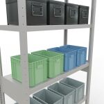 Grundregal, Fachbodenregal Stecksystem MULTIplus330, 2500 x 1000 x 400 mm (HxBxT), 6 Fachböden, Kreuzstrebe, RAL 7035 lichtgrau