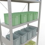 Grundregal, Fachbodenregal Stecksystem MULTIplus330, 3000 x 1000 x 400 mm (HxBxT), 7 Fachböden, Kreuzstrebe, RAL 7035 lichtgrau