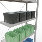 Anbauregal, Fachbodenregal Stecksystem MULTIplus330, 3000 x 1000 x 400 mm (HxBxT), 7 Fachböden, Kreuzstrebe, RAL 7035 lichtgrau