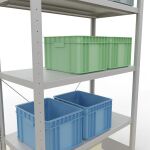 Grundregal, Fachbodenregal Stecksystem MULTIplus330, 2000 x 1000 x 500 mm (HxBxT), 5 Fachböden, Kreuzstrebe, RAL 7035 lichtgrau