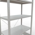 Grundregal, Fachbodenregal Stecksystem MULTIplus330, 2000 x 1000 x 500 mm (HxBxT), 5 Fachböden, Kreuzstrebe, RAL 7035 lichtgrau