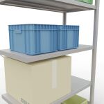 Anbauregal, Fachbodenregal Stecksystem MULTIplus330, 2000 x 1000 x 500 mm (HxBxT), 5 Fachböden, Kreuzstrebe, RAL 7035 lichtgrau