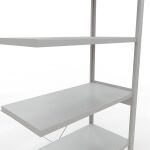 Anbauregal, Fachbodenregal Stecksystem MULTIplus330, 2500 x 1000 x 500 mm (HxBxT), 6 Fachböden, Kreuzstrebe, RAL 7035 lichtgrau