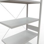 Anbauregal, Fachbodenregal Stecksystem MULTIplus330, 3000 x 1000 x 500 mm (HxBxT), 7 Fachböden, Kreuzstrebe, RAL 7035 lichtgrau