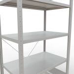 Grundregal, Fachbodenregal Stecksystem MULTIplus330, 2000 x 1000 x 600 mm (HxBxT), 5 Fachböden, Kreuzstrebe, RAL 7035 lichtgrau