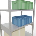 Grundregal, Fachbodenregal Stecksystem MULTIplus330, 2500 x 1000 x 600 mm (HxBxT), 6 Fachböden, Kreuzstrebe, RAL 7035 lichtgrau