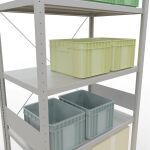 Grundregal, Fachbodenregal Stecksystem MULTIplus330, 3000 x 1000 x 600 mm (HxBxT), 7 Fachböden, Kreuzstrebe, RAL 7035 lichtgrau