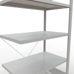 Anbauregal, Fachbodenregal Stecksystem MULTIplus330, 2000 x 1000 x 600 mm (HxBxT), 5 Fachböden, Kreuzstrebe, RAL 7035 lichtgrau
