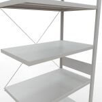 Anbauregal, Fachbodenregal Stecksystem MULTIplus330, 3000 x 1000 x 600 mm (HxBxT), 7 Fachböden, Kreuzstrebe, RAL 7035 lichtgrau