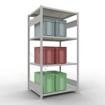 Grundregal, Fachbodenregal Stecksystem MULTIplus330, 2000 x 1000 x 800 mm (HxBxT), 5 Fachböden, Kreuzstrebe, RAL 7035 lichtgrau