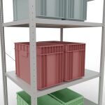 Grundregal, Fachbodenregal Stecksystem MULTIplus330, 2000 x 1000 x 800 mm (HxBxT), 5 Fachböden, Kreuzstrebe, RAL 7035 lichtgrau