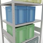 Grundregal, Fachbodenregal Stecksystem MULTIplus330, 3000 x 1000 x 800 mm (HxBxT), 7 Fachböden, Kreuzstrebe, RAL 7035 lichtgrau