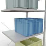 Anbauregal, Fachbodenregal Stecksystem MULTIplus330, 2000 x 1000 x 800 mm (HxBxT), 5 Fachböden, Kreuzstrebe, RAL 7035 lichtgrau