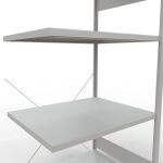 Anbauregal, Fachbodenregal Stecksystem MULTIplus330, 2000 x 1000 x 800 mm (HxBxT), 5 Fachböden, Kreuzstrebe, RAL 7035 lichtgrau