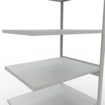 Anbauregal, Fachbodenregal Stecksystem MULTIplus330, 2500 x 1000 x 800 mm (HxBxT), 6 Fachböden, Kreuzstrebe, RAL 7035 lichtgrau