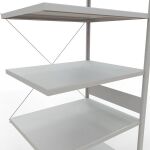 Anbauregal, Fachbodenregal Stecksystem MULTIplus330, 3000 x 1000 x 800 mm (HxBxT), 7 Fachböden, Kreuzstrebe, RAL 7035 lichtgrau