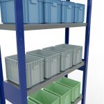 Grundregal, Fachbodenregal Stecksystem MULTIplus330, 2500 x 1000 x 300 mm (HxBxT), 6 Fachböden, Kreuzstrebe, RAL 5010 enzianblau/verzinkt