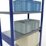 Grundregal, Fachbodenregal Stecksystem MULTIplus330, 2500 x 1000 x 500 mm (HxBxT), 6 Fachböden, Kreuzstrebe, RAL 5010 enzianblau/verzinkt