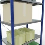 Grundregal, Fachbodenregal Stecksystem MULTIplus330, 2000 x 1000 x 600 mm (HxBxT), 5 Fachböden, Kreuzstrebe, RAL 5010 enzianblau/verzinkt