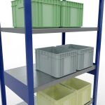 Grundregal, Fachbodenregal Stecksystem MULTIplus330, 2500 x 1000 x 600 mm (HxBxT), 6 Fachböden, Kreuzstrebe, RAL 5010 enzianblau/verzinkt