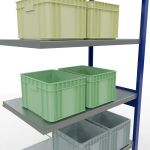 Anbauregal, Fachbodenregal Stecksystem MULTIplus330, 2500 x 1000 x 600 mm (HxBxT), 6 Fachböden, Kreuzstrebe, RAL 5010 enzianblau/verzinkt