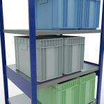 Grundregal, Fachbodenregal Stecksystem MULTIplus330, 2500 x 1000 x 800 mm (HxBxT), 6 Fachböden, Kreuzstrebe, RAL 5010 enzianblau/verzinkt