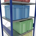 Grundregal, Fachbodenregal Stecksystem MULTIplus330, 3000 x 1000 x 800 mm (HxBxT), 7 Fachböden, Kreuzstrebe, RAL 5010 enzianblau/verzinkt