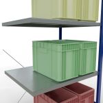 Anbauregal, Fachbodenregal Stecksystem MULTIplus330, 2000 x 1000 x 800 mm (HxBxT), 5 Fachböden, Kreuzstrebe, RAL 5010 enzianblau/verzinkt